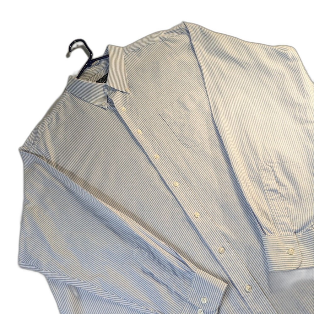 Club Room Mens Big & Tall 19 37/38 Light Blue Pinstripe Button Down Dress Shirt